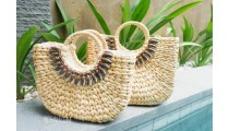 shopping bags seagrass natural bead set 2